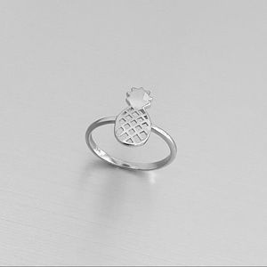 Sterling Silver Cut Out Pineapple Ring, Tropical Plants, Tree Rings, Fruits